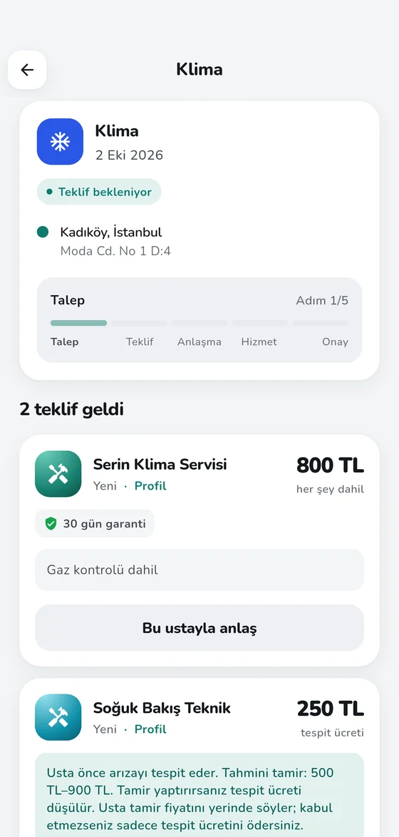 Senin Ekip uygulaması: gelen teklifler